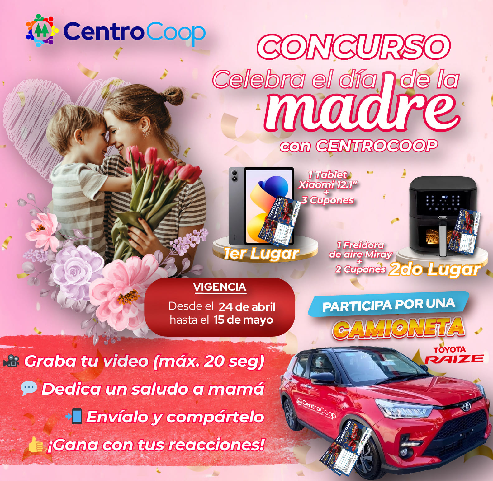 Concurso de Videos – Saludos por el Día de la Madre “Celebra a Mamá con Centrocoop y Gana”